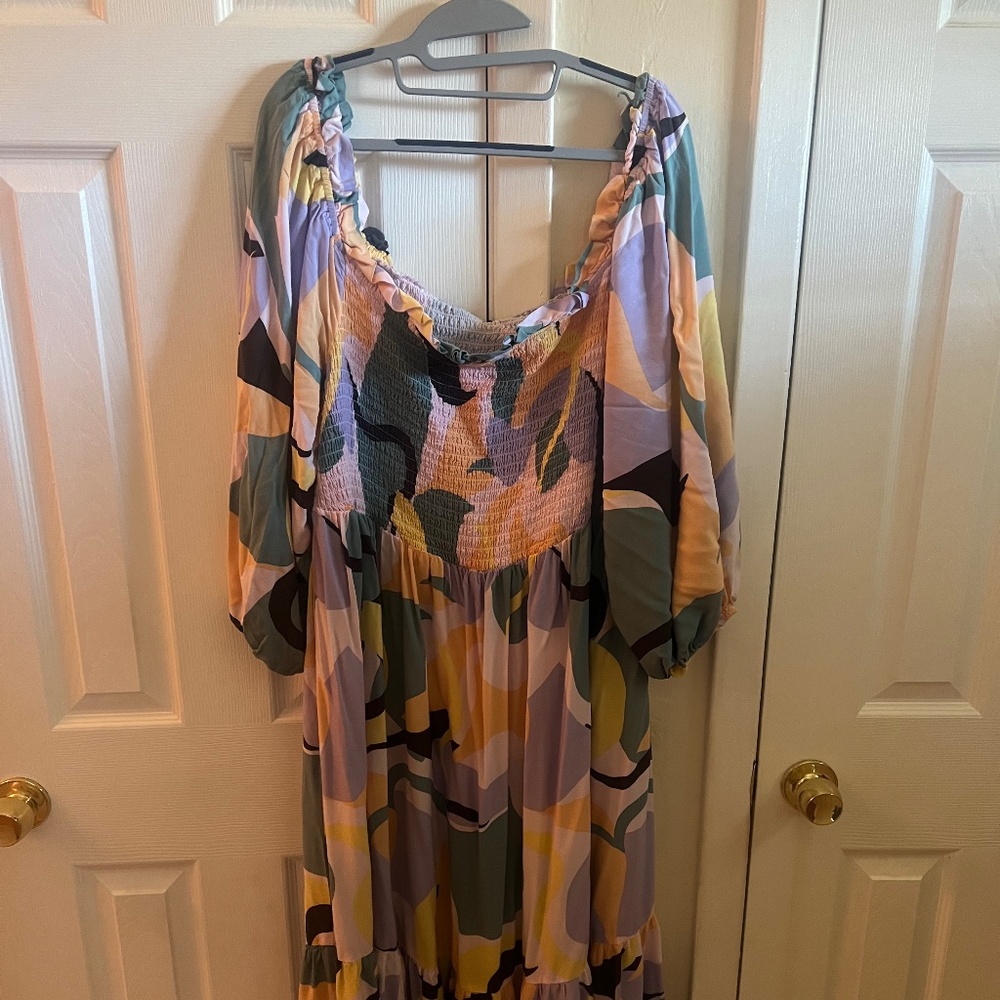 Eloquii Smocked Off Shoulder Dress